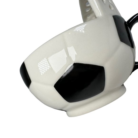 3D Soccer Ball & Net Mug Dish Coffee Cup Soup Bowl Maxi's Creations White Black - Picture 10 of 12
